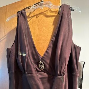 Stunning Brown plus size dress with gold accents.